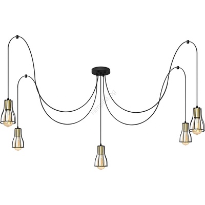 Helam Пендел TUBE LONG 5xE27/15W/230V черен/златист (HE1591)