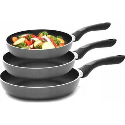 Florina Súprava 3 nepriľnavých panvíc – priemer 20, 24 a 28 cm, čierne