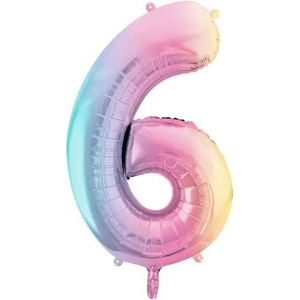 Party Deco Фолиев Балон Цифри Пастелна Дъга 86 см - 6 (fb1m-6-000p)