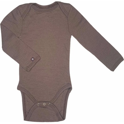 Merino body detské dlhý rukáv hnedej rose brown Smallstuff