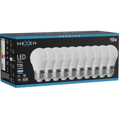 Mexen Nova 10x LED крушка E27, G45, 7W, Студена - 6500K, 735 lm - L101-E27-0765-01x10 (L101-E27-0765-01x10)