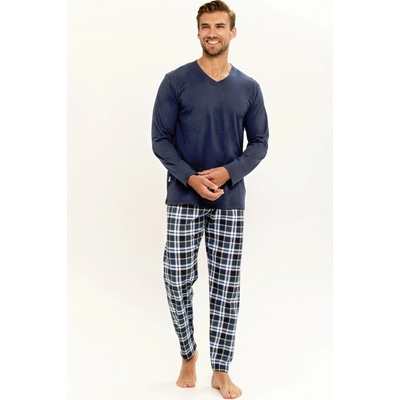 Darren 3293 pánské pyžamo dlouhé tm.modré