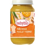 Babybio Био зеленчуково пюре Babybio - Сладка царевица и пилешко месо, 8 м+, 200 g (3288131500522) - baby