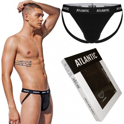 Atlantic 1571 černé otevřené Pánské slipy jockstrap – Zboží Dáma