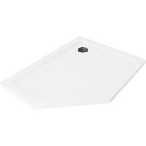 Mexen Flat петостенен тънък поддушов корито, 100 x 80 см, бял, черен сифон (41P108010R-B)