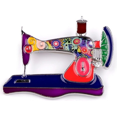 Stoklasa Kovová brož šicí stroj 1 fialová lilková