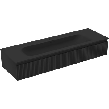 Mexen Rivel баня шкаф 140 см с мивка Vela, 1 чекмедже, рифована, черен мат - 91A20-14023-1-BF71-W23M71 (91A20-14023-1-BF71-W23M71)