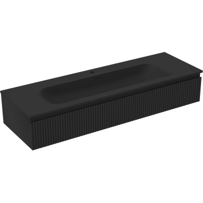 Mexen Rivel баня шкаф 140 см с мивка Vela, 1 чекмедже, рифована, черен мат - 91A20-14023-1-BF71-W23M71 (91A20-14023-1-BF71-W23M71)