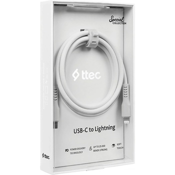 Ttec Data кабел ttec USB-C - Lightning Charge/Data Cable 120cm - Бял