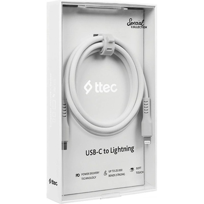 Ttec Data кабел ttec USB-C - Lightning Charge/Data Cable 120cm - Бял