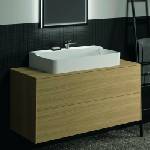Ideal Standard Стенен шкаф Ideal Standard Atelier Conca, светло дъбово покритие, 2 чекмеджета и плот с централен изрез 120 см (T3943Y6)
