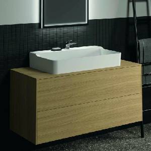 Ideal Standard Стенен шкаф Ideal Standard Atelier Conca, светло дъбово покритие, 2 чекмеджета и плот с централен изрез 120 см (T3943Y6)