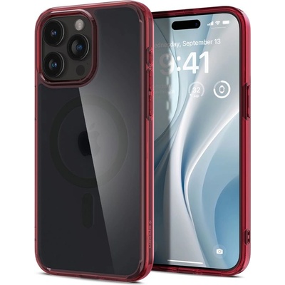 Spigen Ultra Hybrid MagSafe Case - хибриден кейс с висока степен на защита с MagSafe за iPhone 15 Pro Max (червен-мат)