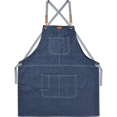 Clayre & Eef Modrá džínová kuchyňská zástěra 82x70 cm