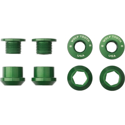 Skrutky do prevodníka Wolf Tooth Set 4x Chainring Bolts+Nuts 6 mm - green uni