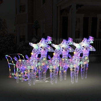 Shumee Vianočná dekorácia so sobmi a saňami 320 LED akryl