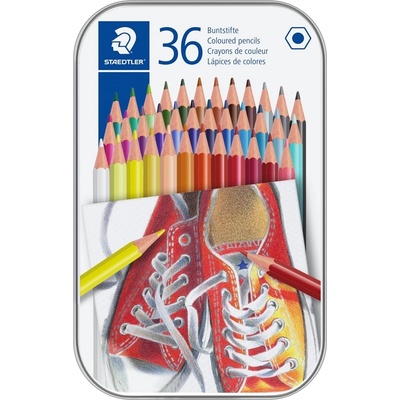 STAEDTLER цветни моливи шестоъгълни в метална кутия асортимент (36) (175 M36)