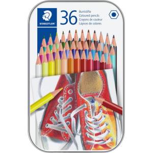 STAEDTLER цветни моливи шестоъгълни в метална кутия асортимент (36) (175 M36)