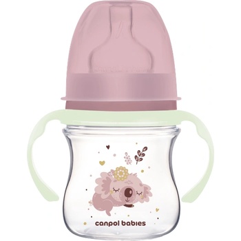 Canpol babies Антиколик шише с дръжки Canpol Easy Start - Sleepy Koala, 120 ml, Розово (35/236_pin)