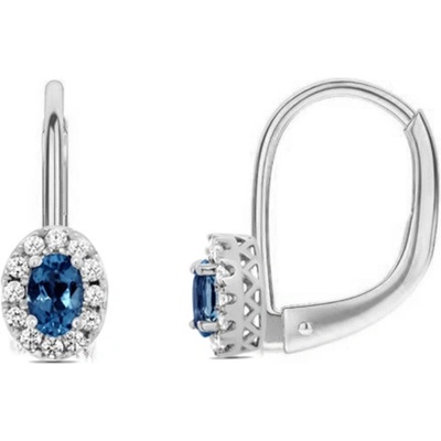 JVD Dámské klasické stříbrné náušnice se zirkony a safíry SVLE0470SH2M100