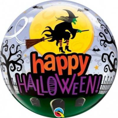 Fóliový balónek Happy Halloween s čarodějnicí 56 cm