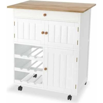 Servírovací stolek kolečka dřevo bílá/buk NoBi DUBAJ