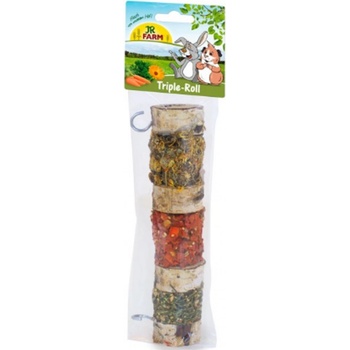 JR FARM Triple Roll - Допълнителна храна във формата на тройна ролка естествено дърво, ценни семена и три ароматни пълнежа за мини зайци и гризачи, 160 гр