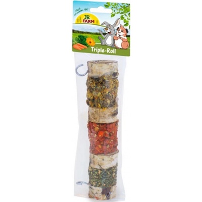 JR FARM Triple Roll - Допълнителна храна във формата на тройна ролка естествено дърво, ценни семена и три ароматни пълнежа за мини зайци и гризачи, 160 гр