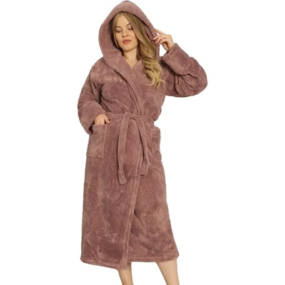 Пухкав макси халат в цвят пепел от рози