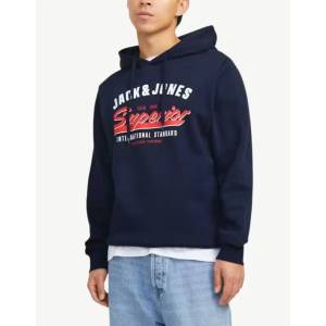 JACK & JONES JJelogo Sweat Hood 2 Col 24/25 Noos Navy - magazinko