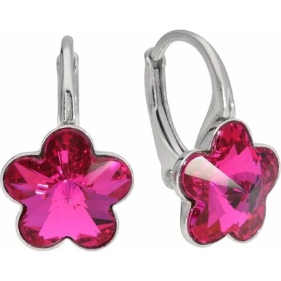Swarovski Elements Flower dětské stříbrné visací růžové kytičky květinky 31080.3 Fuchsia růžová tmavá fuchsiová