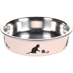 Flamingo Feeding and drinking bowl Dena Round Pink Silver - иноксова купа за вода или храна - РОЗОВА, размер Ø11, 5 см / 180 мл, Белгия - 1030964
