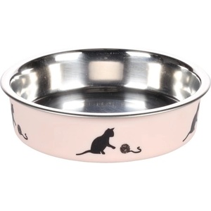 Flamingo Feeding and drinking bowl Dena Round Pink Silver - иноксова купа за вода или храна - РОЗОВА, размер Ø11, 5 см / 180 мл, Белгия - 1030964