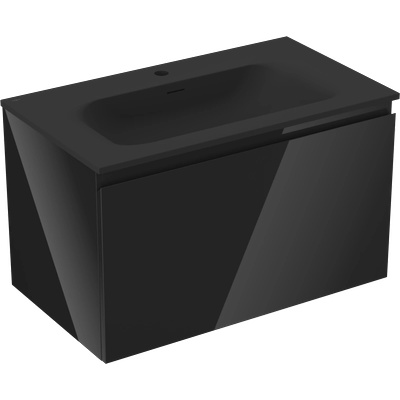 Orio шкаф за баня 80 см с мивка Vela, 1 чекмедже, черен гланц/черен мат (91A10-08047-1-BF70-W23M71)