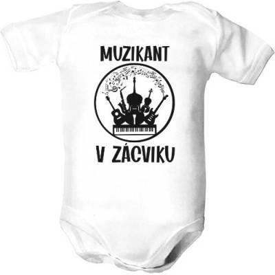 T shock Dětské body s potlačou Muzikant v zácviku body dětské Bílá