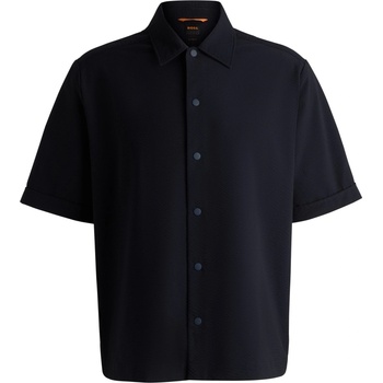 Image 1 of HUGO BOSS Men's Lapoully Seer Plain Short-Sleeve Shirt - Dark Blue 404