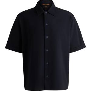 HUGO BOSS Men's Lapoully Seer Plain Short-Sleeve Shirt - Dark Blue 404