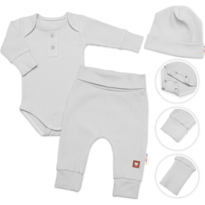 Kojenecká žebrovaná rostoucí 3D souprava BABY BOY šedá
