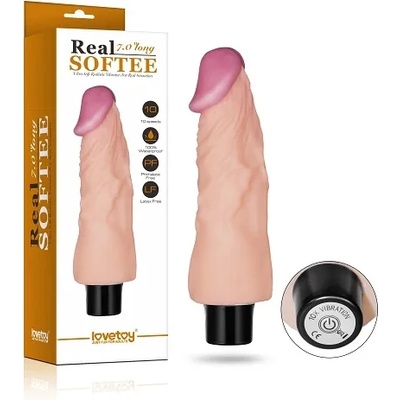 Вибриращо дилдо, копринена мекота, 18см. - Real Softee № 1 (LVTOY00011)