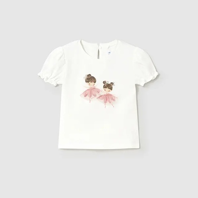 MAYORAL Тениска къс ръкав балерини Бял-розов цвят за мини момиче Майорал
