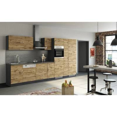 Held Möbel Kuchyňský blok Sorrento 360 cm barva čela dub matný barva korpusu grafit matný