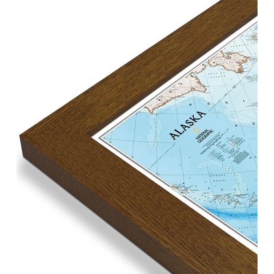 National Geographic Aljaška (Alaska) - nástěnná mapa 103 x 77 cm Varianta: mapa v dřevěném rámu, Provedení: Pegi tmavý ořech