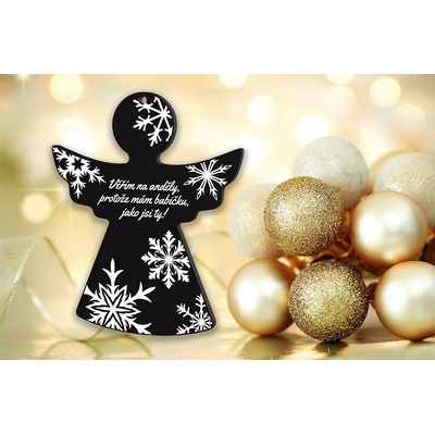 Bauer Decor Akrylátová vánoční ozdoba ANDÍLEK BLACK pro babičku
