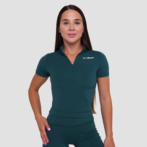 GymBeam Дамска къса тениска Ignite Cropped Dark Green XXL