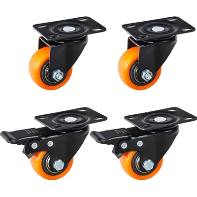 Geko sada 4 otočných koliesok 40 mm, nosnosť 40 kg 2 kolieska s brzdou