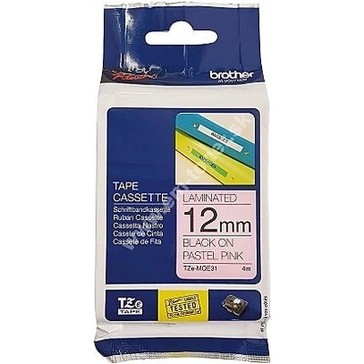 páska BROTHER TZeMQE31 čierne písmo, pastelová ružová páska Tape (12mm)