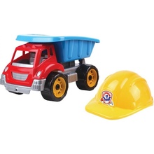 LEAN TOYS Plastový sklápač červeno-modrý + prilba 3961