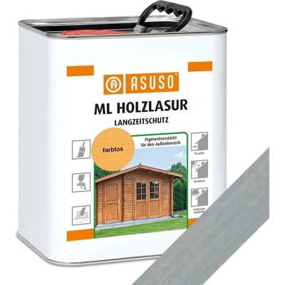 Lazura rozpouštědlová olejová pigmentová ASUSO ML Holzlasur stříbrošedá 3 l