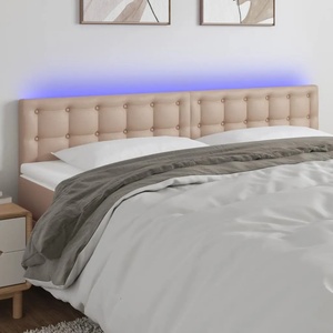 vidaXL LED Горна табла за легло, капучино, 160x5x78/88 см (3121713)