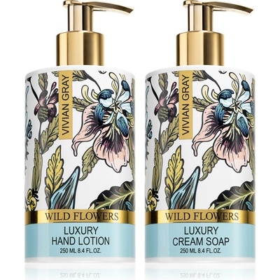 Vivian Gray Wild Flowers tekuté mydlo na ruky 250 ml + mlieko na ruky 250 ml darčeková sada